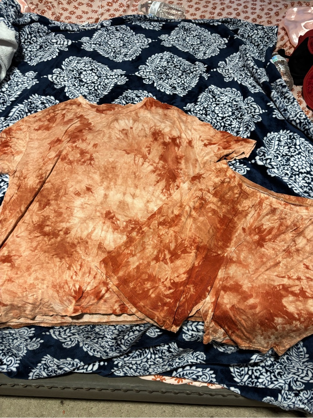 SHEIN Rust Orange Tie-Dye Loungewear Set